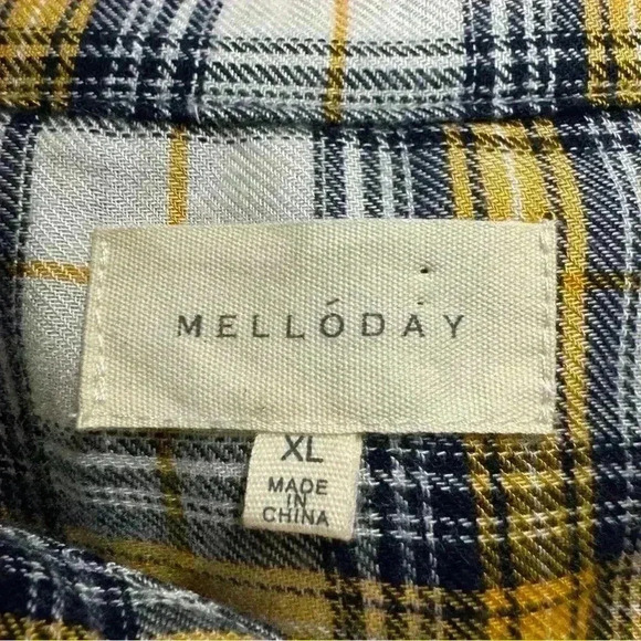 Melloday Women’s XL Flannel Super Soft Long Sleeve Button Up Plaid Top - Picture 8 of 11